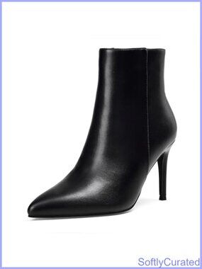 Pointy Toe Ankle Boots Side Zipper Stiletto Heel Bootie